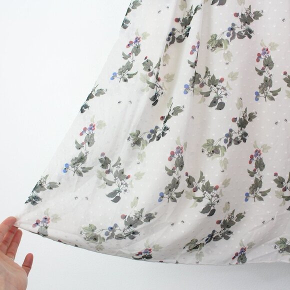 Warm Linen Swiss Dot Floral Fit n Flare Dress Size 0 - Picture 4 of 12